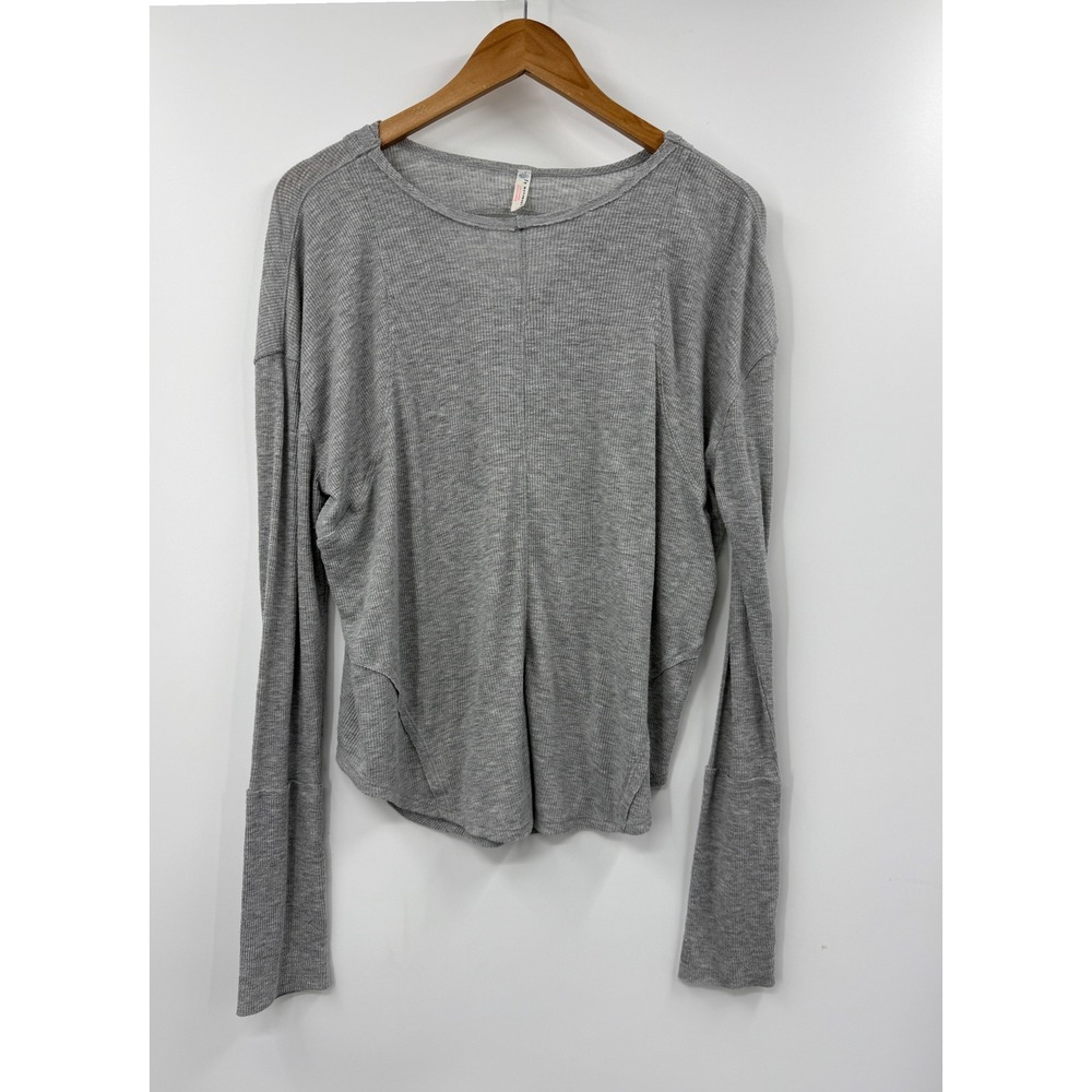 FP Movement Ribbed Cutout Long‎ Sleeve Top Grey Size XS